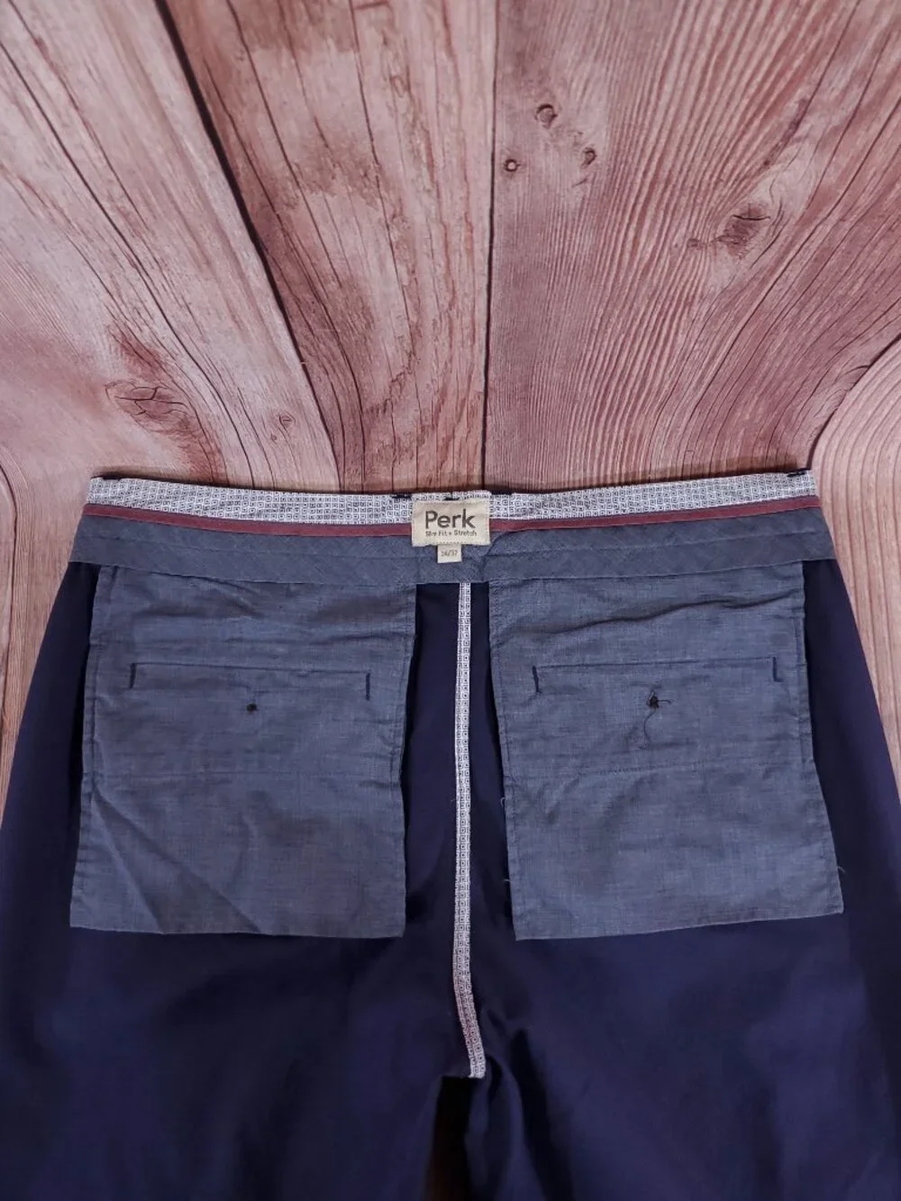 NWT Perk Clothing Feel Good Chino Mens 34x32 (31.5 Inseam) Slim Fit Stretch Navy